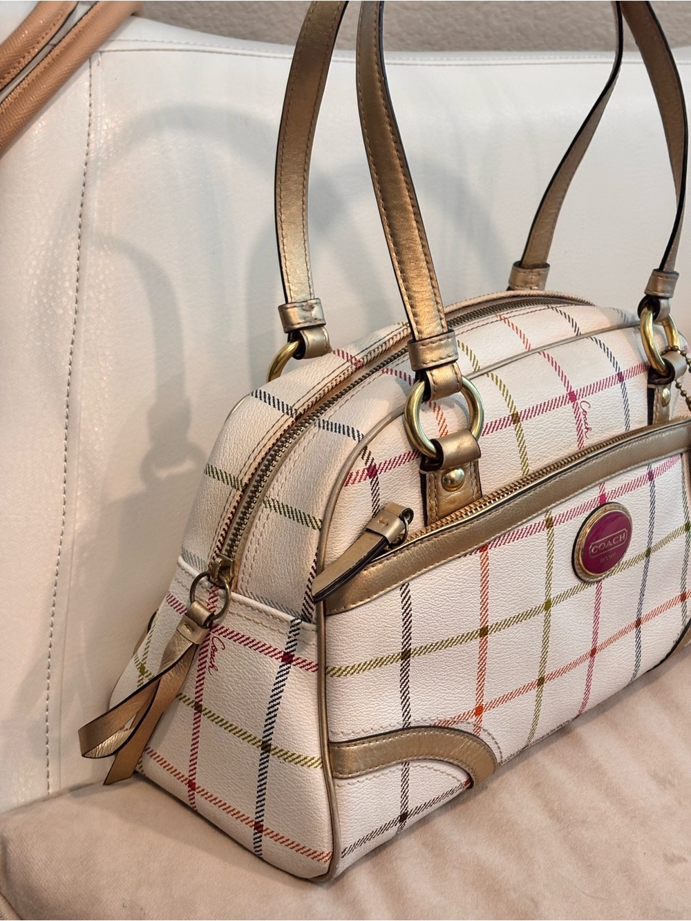 COACH 2011 Peyton Tattersall Plaid Satchel Shoulder Bag - Picture 4 of 16